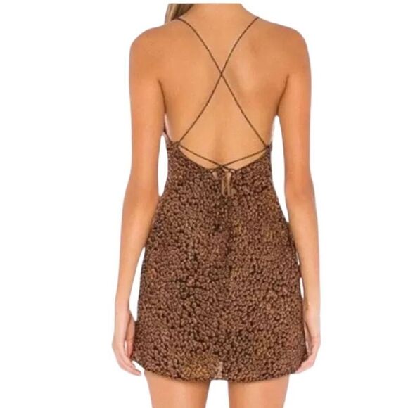 Majorelle Charli leopard print crossover back-tie mini dress Medium - Picture 2 of 5
